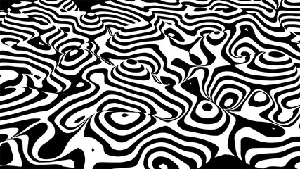 Aufkleber - Black and white abstract wave. Optical illusion. Twisted vector illustration.