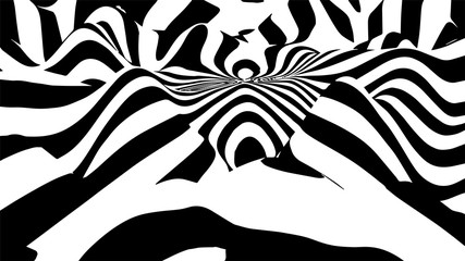 Aufkleber - Black and white abstract wave. Optical illusion. Twisted vector illustration.
