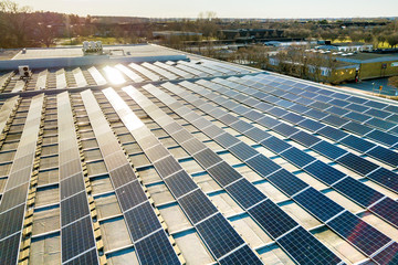 top view of blue shiny solar photo voltaic panels system producing renewable clean energy abstract b