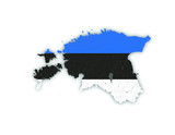 Fototapeta  - Map of Estonia with rivers and lakes in colors of the Estonian national flag. Please look at my other images of cartographic series - they are all very detailed and carefully drawn by hand WITH RIVERS