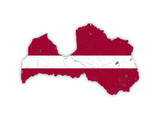 Fototapeta  - Map of Latvia with rivers and lakes in colors of Latvian national flag. Please look at my other images of cartographic series - they are all very detailed and carefully drawn by hand WITH RIVERS AND L