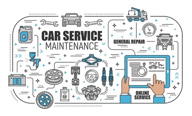 Wall Mural - Car service center, online mechanic maintenance