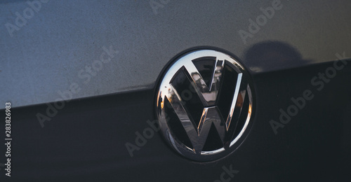 Fotomural PARIS, FRANCE - NOV 29, 2016: Logotype of Volkswagen VW car manufacturer on a ma