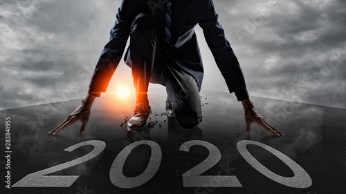 Fotografía Businessman Starting to new year,The readiness of leaders, vision and new ideas are beginning in 2020