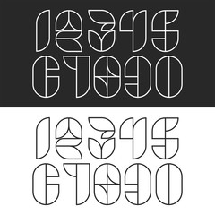 Wall Mural - a set hipster numbers monogram linear geometric shapes minimalist style, math symbols 1, 2, 3, 4, 5,