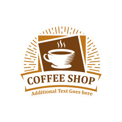 Coffee logo, vector coffee label badge or emblem on isolated white background, cafe