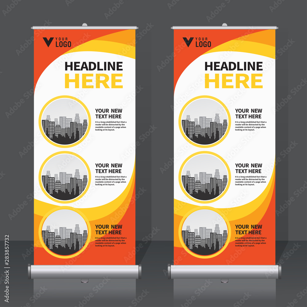 Roll up banner design template, vertical, abstract background, pull up ...