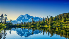Sunrise Of Picture Lake With View Of Mt Shuksan