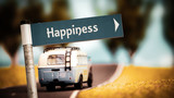 Fototapeta Mapy - Street Sign to Happiness