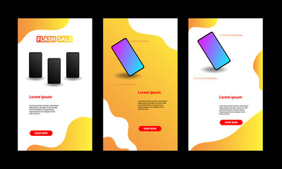 Wall Mural - Vibrant  Orange Fluid Banner template. Suitable for social media stories, story, internet web banner, flyer,poster and brochure.