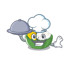 Poster - Chef with food mango sticky rice in the cartoon