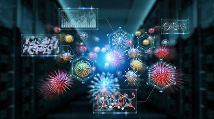 Poster - Bacteria microscopic close-up 3D rendering