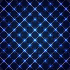 Wall Mural - Abstract squares lines grid pattern with circles laser light on blue background technology concept. Geometric template design for cover brochure, banner web, presentation, etc