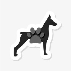 Poster - Dog Paw sticker icon isolated on white background. Paw icon in trendy design style