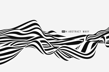 Poster - abstract black and white minimal stripe line 3d decoration artwork. illustration vector eps10