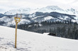 Wooden bird feeding box in the Tatra mountains in winter.