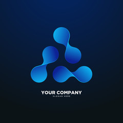 3d abstract connected dot molecule, triangle, social logo template