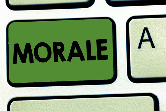 Word writing text Morale. Business concept for enthusiasm and discipline of person or group at particular time.