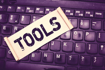 Poster - Writing note showing Tools. Business photo showcasing device implement like held and used carry out particular function.