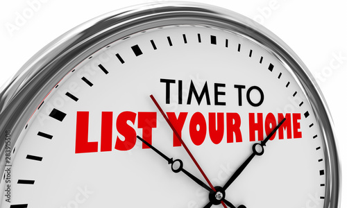 Cuadros en Lienzo Time to List Your Home Clock Sell House for Sale 3d Illustration