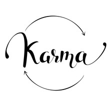 Hand Lettering Illustration - Karma. Vector