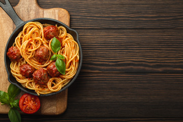 Meatballs pasta in tomato sauce