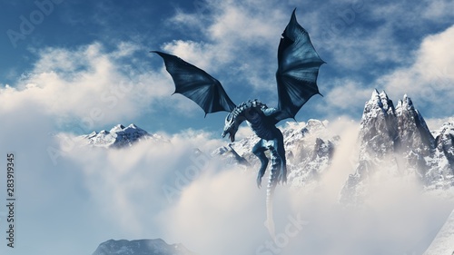 Obrazy smoki high-resolution-ice-dragon-3d-rendered-write-your-text-and-use-it-as-poster-header-banner-or-etc