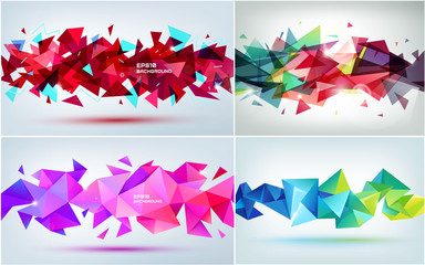 Wall Mural - vector set of abstract geometric 3d facet shapes. use for banners, web, brochure, ad, poster, etc. l