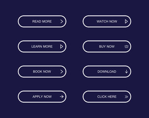 Poster - Set of modern material style buttons for website, mobile app and infographic. Modern vector illustration flat style