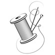Spool of thread and needle for hand sewing symbol