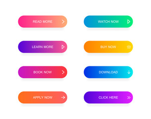 Poster - Set of modern material style buttons for website, mobile app and infographic . Different gradient colors. Modern vector illustration flat style