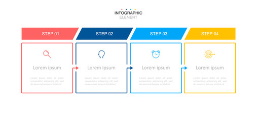 Infographic design template.Business process with 4 steps. Vector thin line elements for presentation