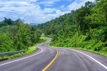 Beautiful asphalt road and forest