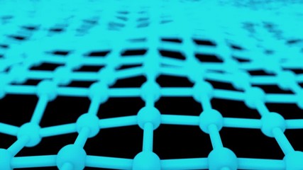 Poster - Network, surface of atom model, close up view, business or science concept, 3d rendering computer generated background