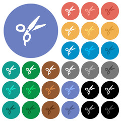 Poster - Barber scissors round flat multi colored icons