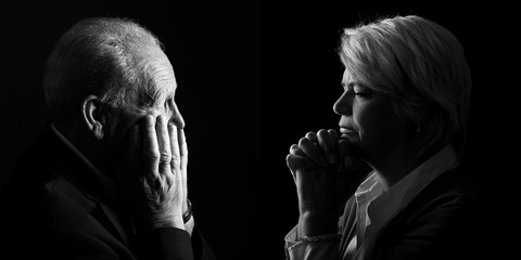 Wall Mural - Black and white portrait of different people