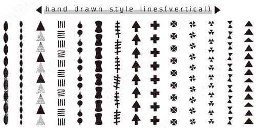 手描き風の飾り罫のセット（タテ）