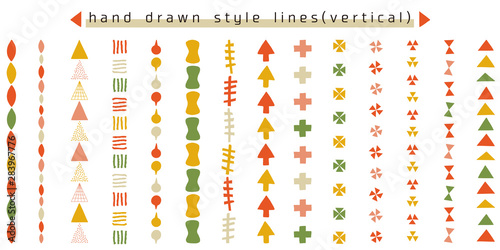手描き風の飾り罫のセット（タテ）