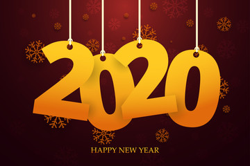 Happy New Year 2020. Abstract dark background in gold design .Vector illustration