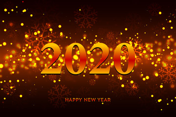 Happy New Year 2020. Abstract dark background in gold design .Vector illustration