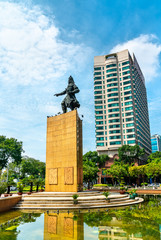 Wall Mural - Tran Hung Dao statue on Me Linh Square in Saigon, Vietnam