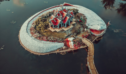 Ancient city Muang Boran from above in Bangkok Thailand