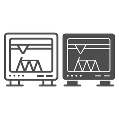 Poster - 3D printing line and glyph icon. 3D print process vector illustration isolated on white. 3d printer working outline style design, designed for web and app. Eps 10.