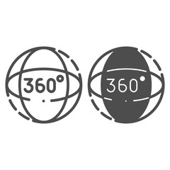 Poster - 360 degrees rotation line and glyph icon. Angle 360 degrees vector illustration isolated on white. 360 degrees view outline style design, designed for web and app. Eps 10.