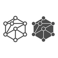 Poster - Cube network line and glyph icon. Blockchain vector illustration isolated on white. Cube structure outline style design, designed for web and app. Eps 10.
