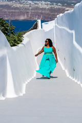 Wall Mural - Woman On Vacation In Santorini