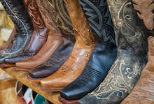 Original Western Style Photograph Of Cowboy Boots All Lined Up