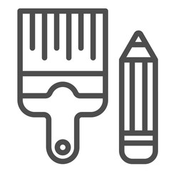 Poster - Pencil and brush line icon. Drawing tools vector illustration isolated on white. Paint and draw outline style design, designed for web and app. Eps 10.