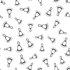 Wall Mural - Handdrawn seamless pattern bell doodle icon. Hand drawn black sketch. Sign symbol. Decoration element. White background. Isolated. Flat design. Vector illustration