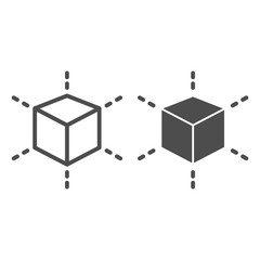 Poster - 3D modeling cube line and glyph icon. Square model vector illustration isolated on white. 3D graphic outline style design, designed for web and app. Eps 10.